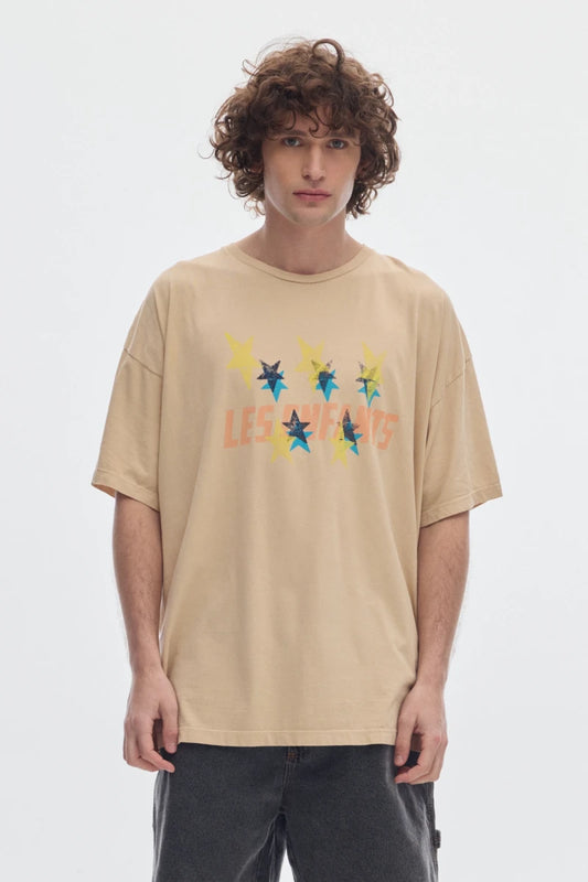 Boxy stars cotton tee_cream