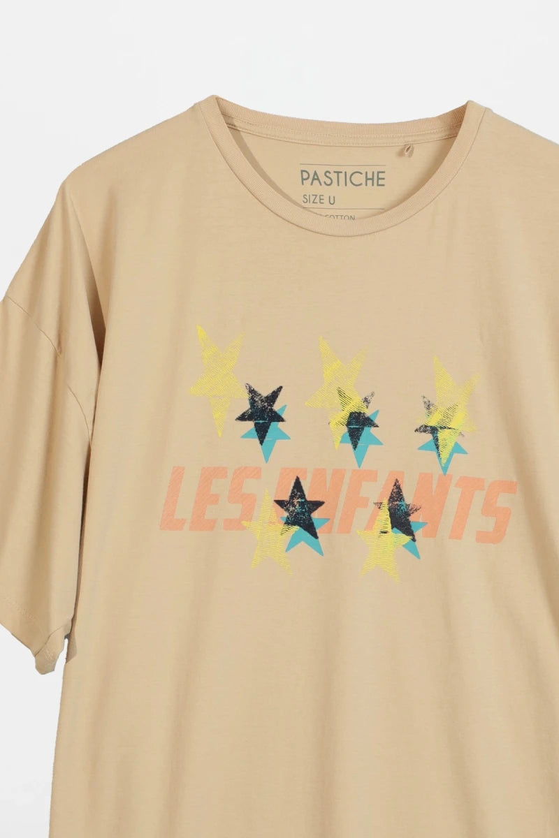 Boxy stars cotton tee_cream